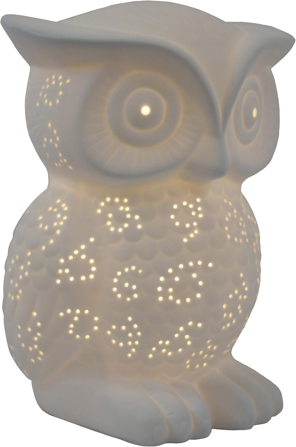 Simple Designs LT3027-WHT Porcelain Fun Shaped Wise Owl Table Lamp, White