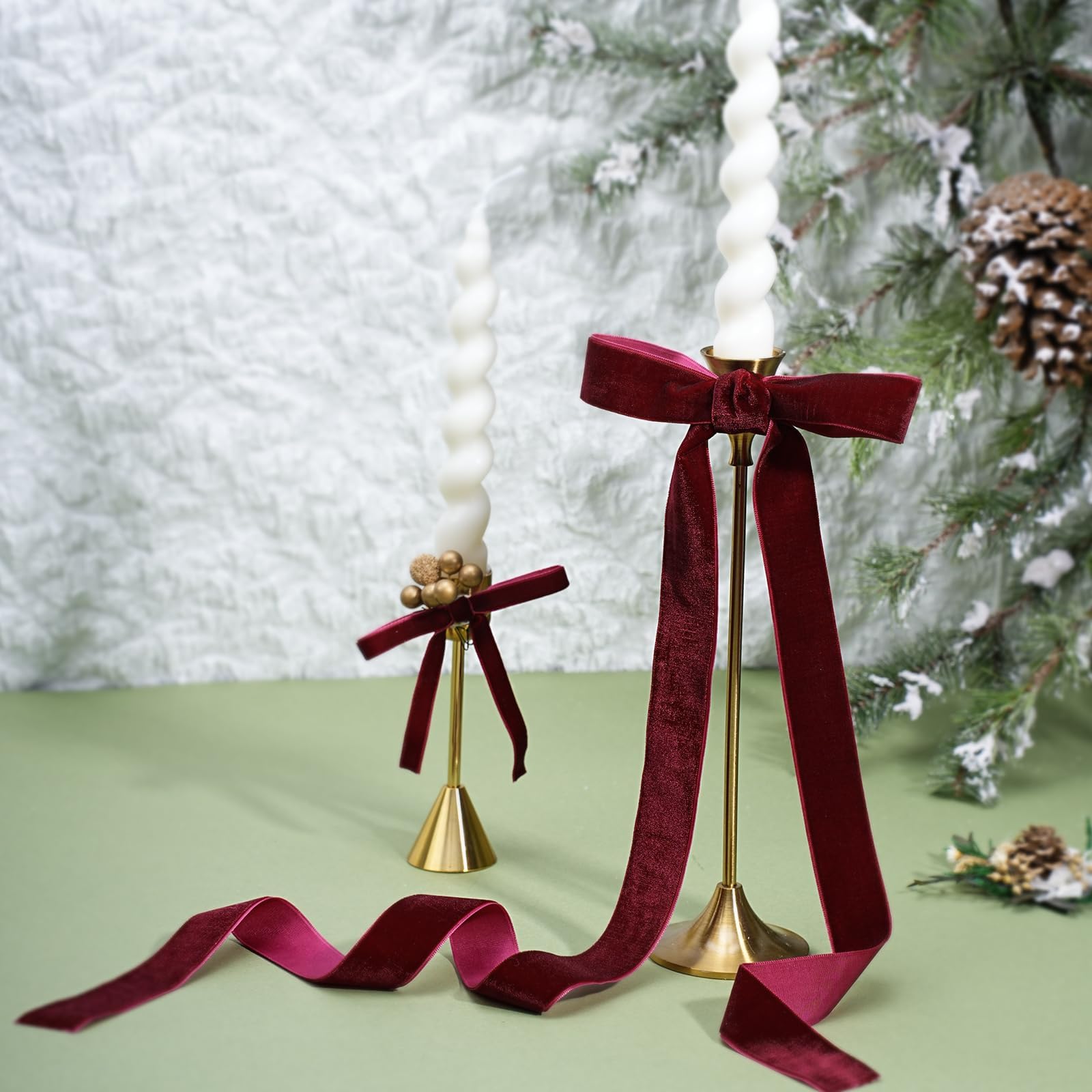 LaRibbons Nastro di velluto bordeaux, 2,5 cm x 23 m