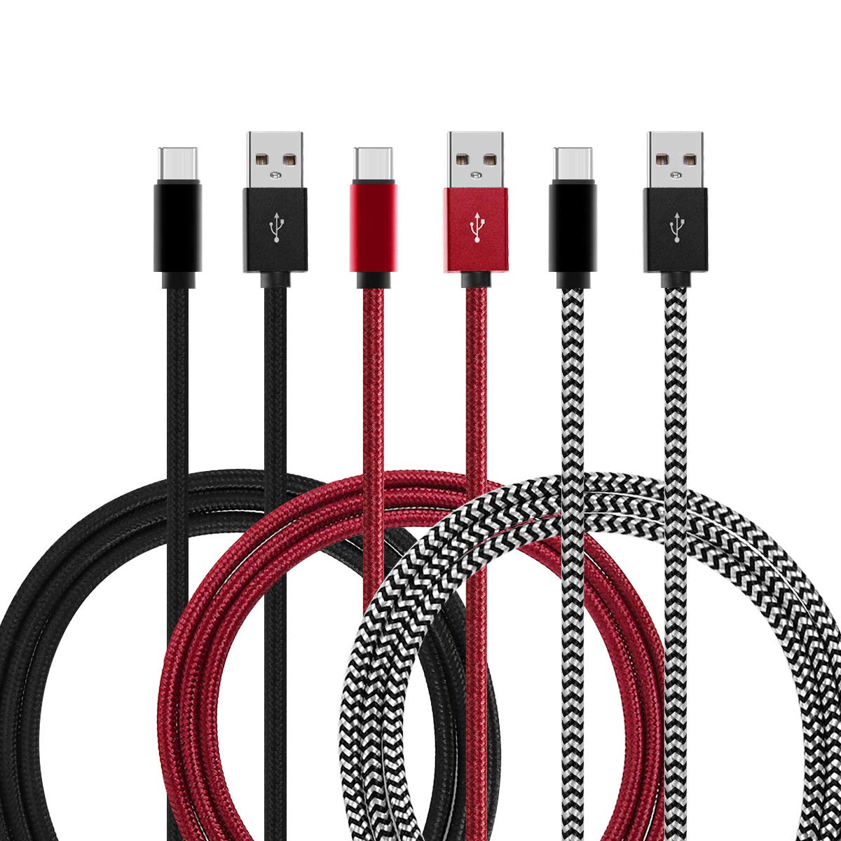 GUONUO USB Type C Cable 3ft Fast Charging Cable Nylon Braided USB C Data Sync Charging Cord Compatible for Samsung Galaxy S10e S10 S9 S8 Plus Note 9 8, LG G7 G6 G5 V35 V30 V20, Moto G7 G6 [3 Pack]