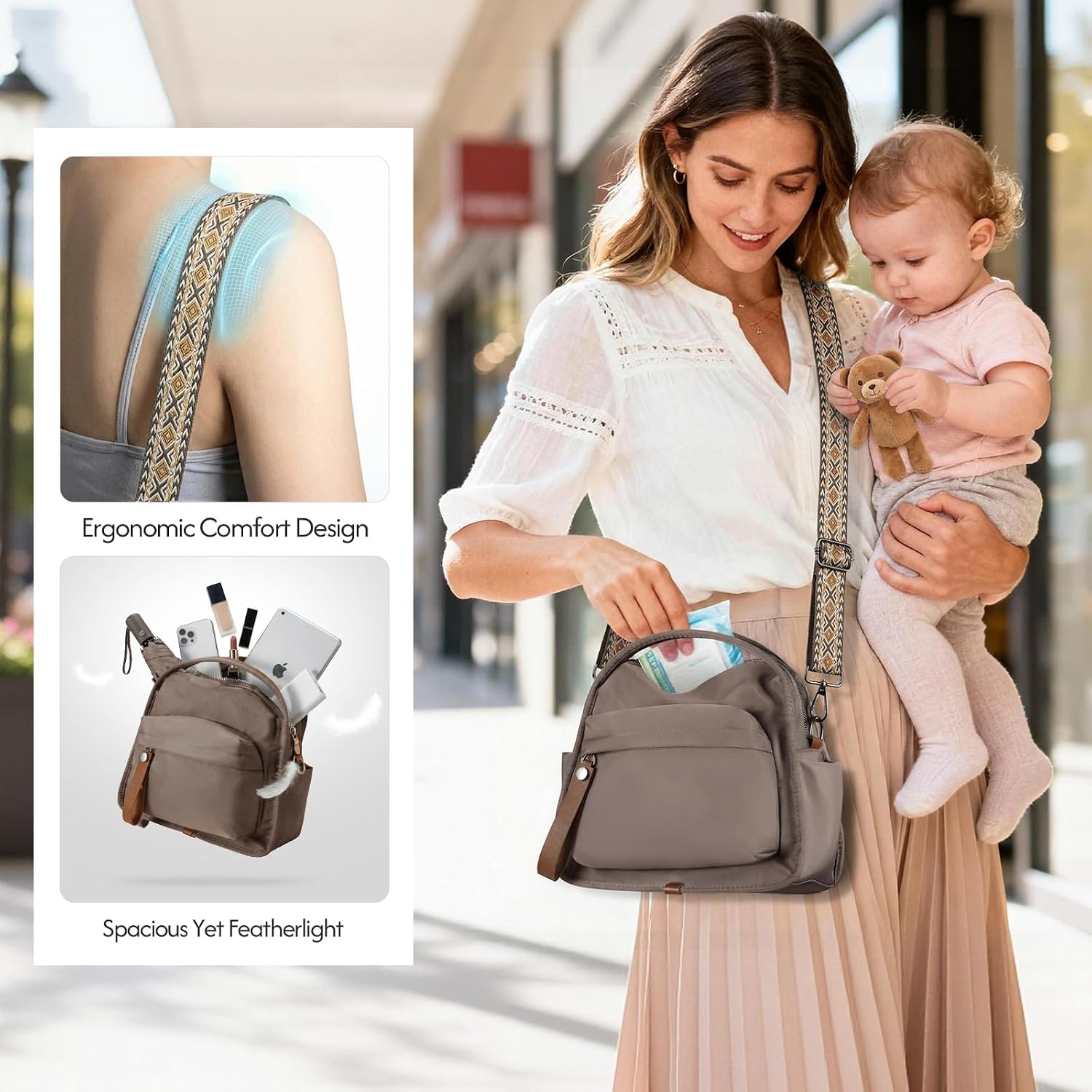 Nylon Crossbody Bags for Women Lightweight Top Handle Shoulder Bag Waterproof Satchel Hobo Handbag, Bonus with a Extra Strap