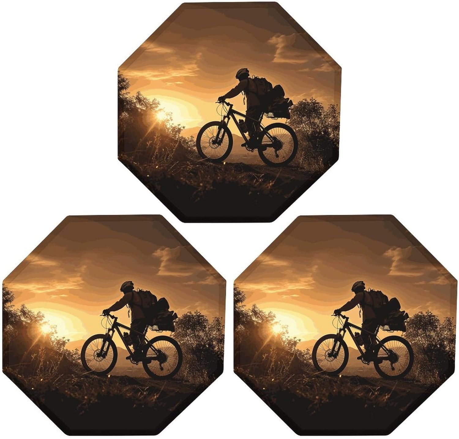Ctagon Metal Sign for Home, Modern Display Plate for Kitchen, Mountain Bike in The Evening Plates Accent Hanging Wall Decorations 3PCS for Living Room, Bedroom, Hallway, Hotel