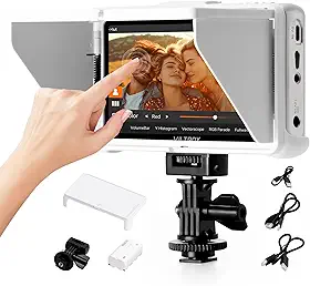 VILTROX DC-V1 14.0 cm Touchscreen Camera Field Monitor DSLR Monitor com 3D LUT Waveform 400Nits 160° Wide View Angle 1920X1080 IPS 4K HDMI Loop in/Out Video Peaking Focus Assist, bateria/para-sol