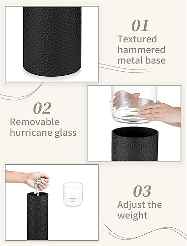 Miniatura 6 de Sziqiqi Tall Floor Candle Holders: 34/27 inch Hurricane Pillar Candleholders Set of 2 for Home Decor - Large Black Cylinder Candle Stand for Outdoor