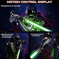 Vista 5 de Sable de luz de duelo, sables de luz con control de movimiento, 16 colores, 12 fuentes de sonido, sable de luz RGB, sables de luz recargables