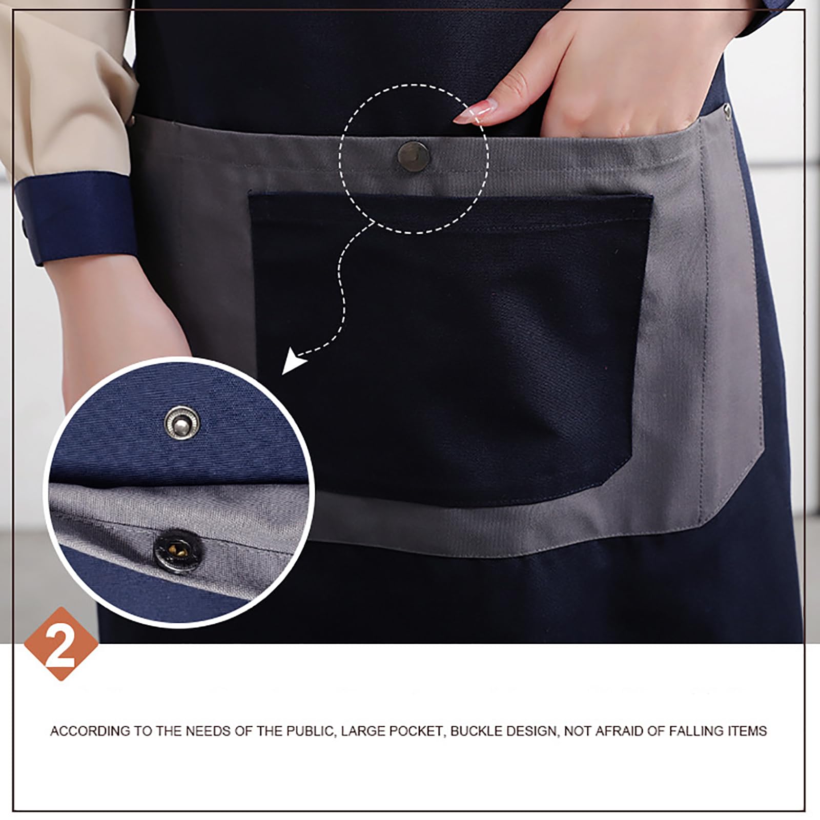 Tablier de cuisine réglable en toile de coton avec poches pour la cuisine, la pâtisserie, le jardinage