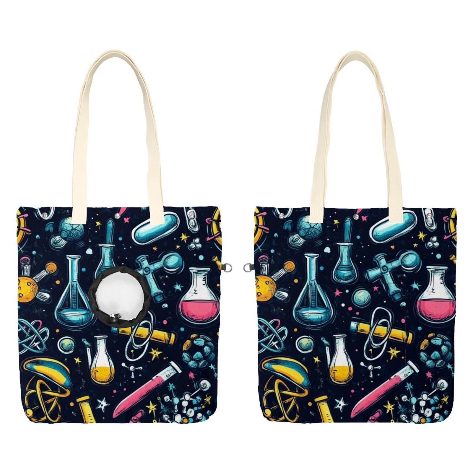 Bolsa de hombro para mascotas de lona con estampado de ciencia