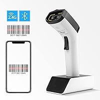 Vista 5 de NETUM Escáner de código de barras inalámbrico Bluetooth 1D de moda, lector de código de barras CCD manos libres con soporte y memoria incorporada