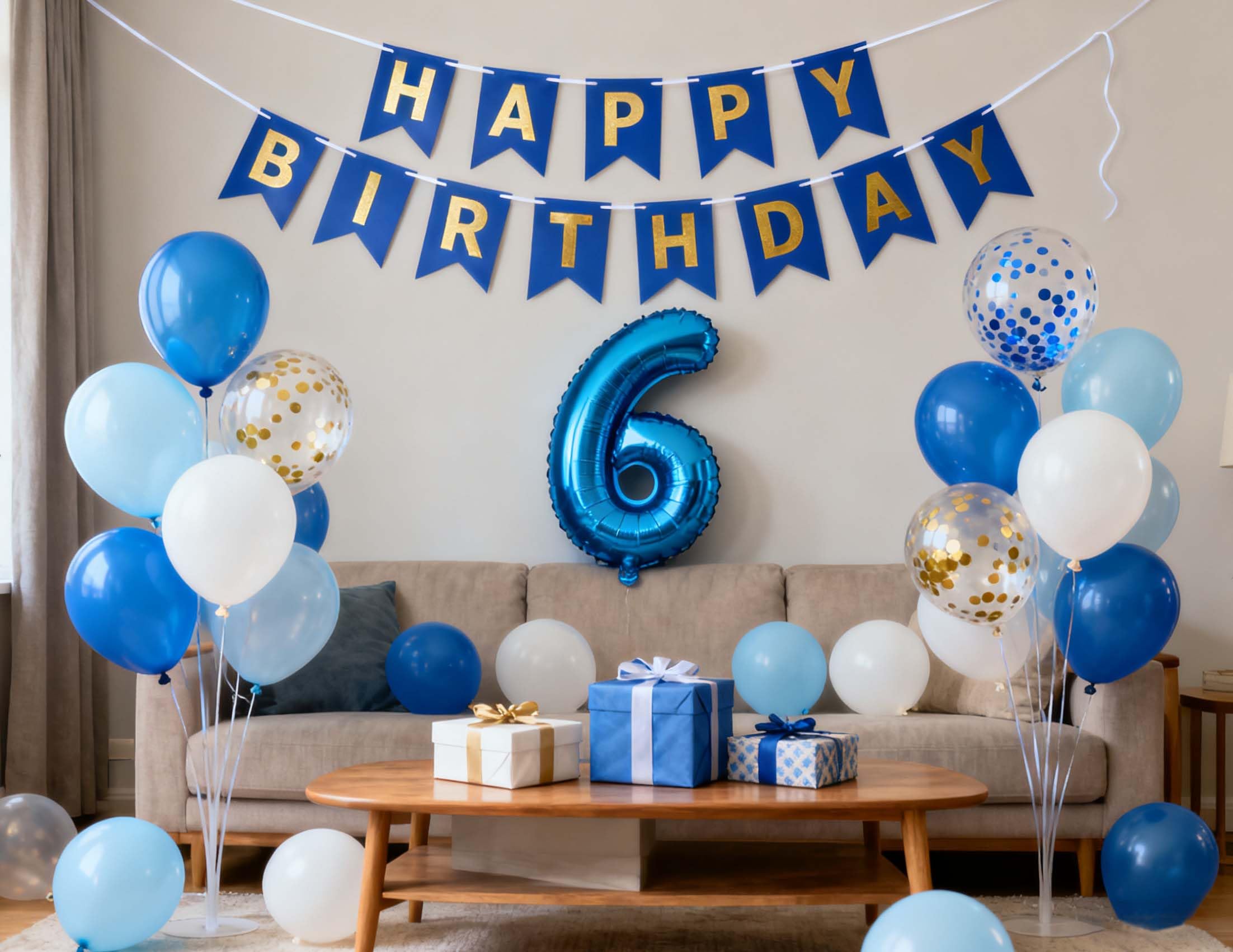 Amazon.com: 6th Birthday Decorations for Boys Girls, Blue Gold
