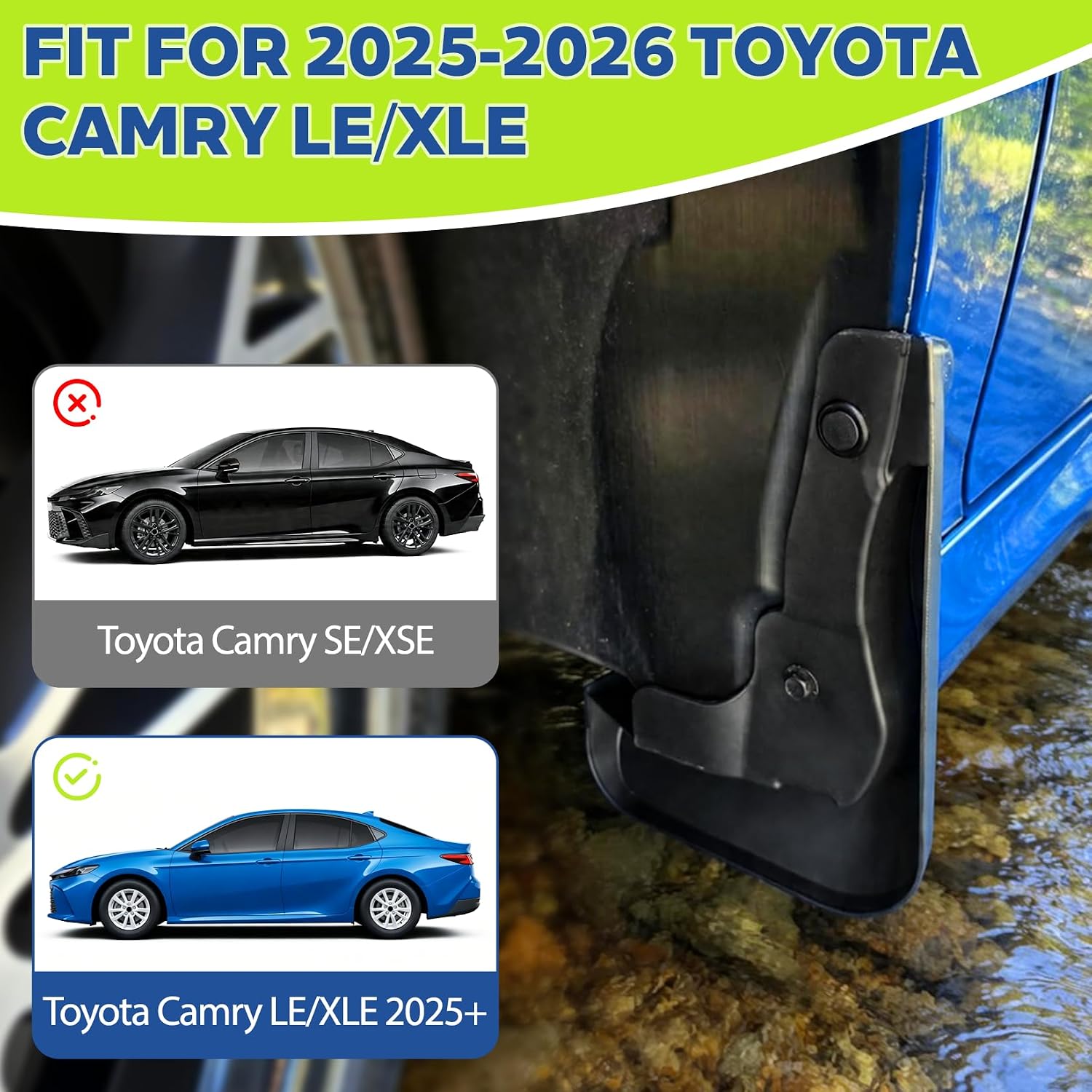 Mud Flaps Compatible with Toyota Camry 2025 2026 LE XLE Accessories,Front and Rear Mudflap Fender Flares for Camry LE/XLE,Wheel and Tire Mudguards No Drilling Required