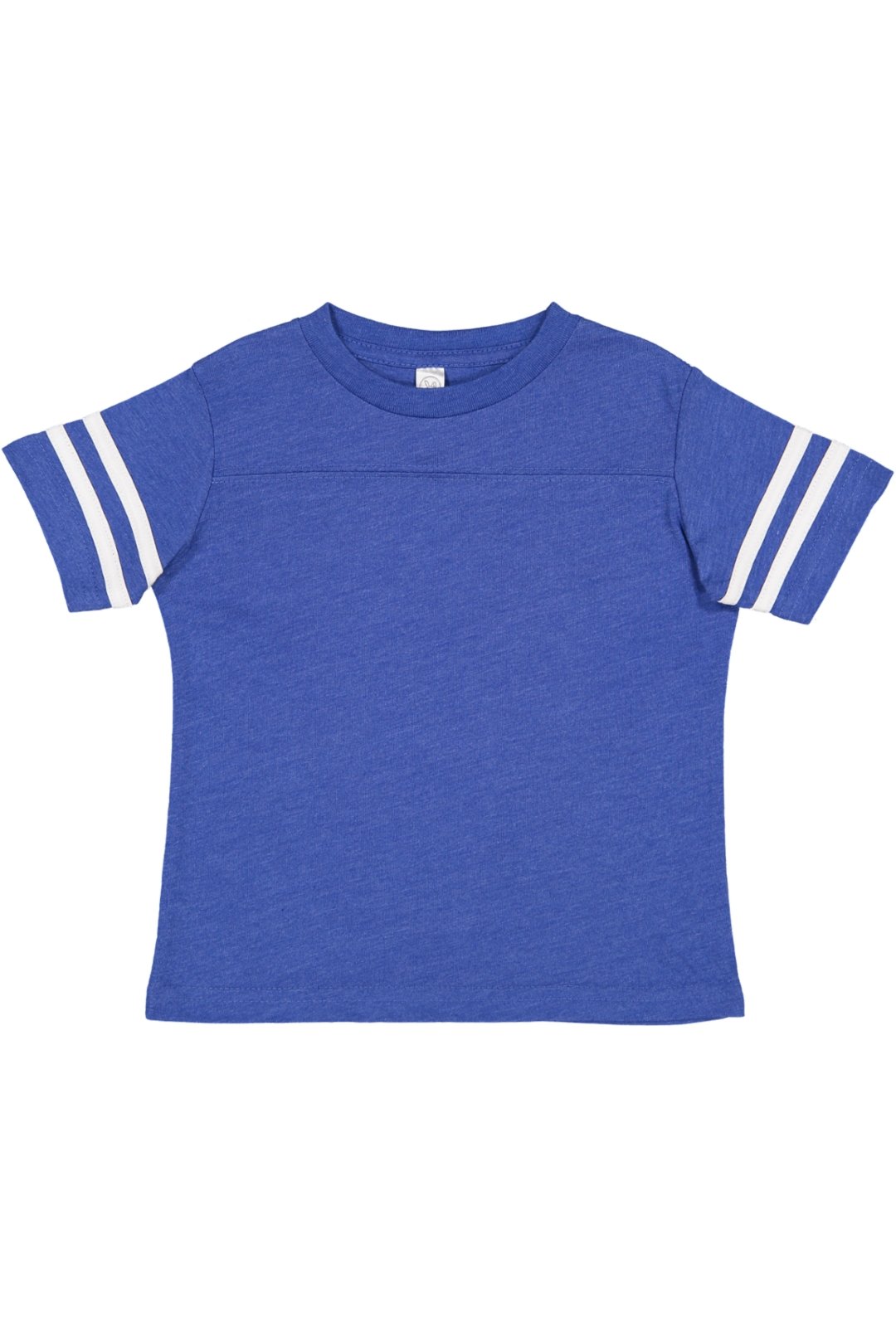 RABBIT SKINS Toddler Fine Jersey Short Sleeve Football Tee, Vintage Royal/Blended White, 2T