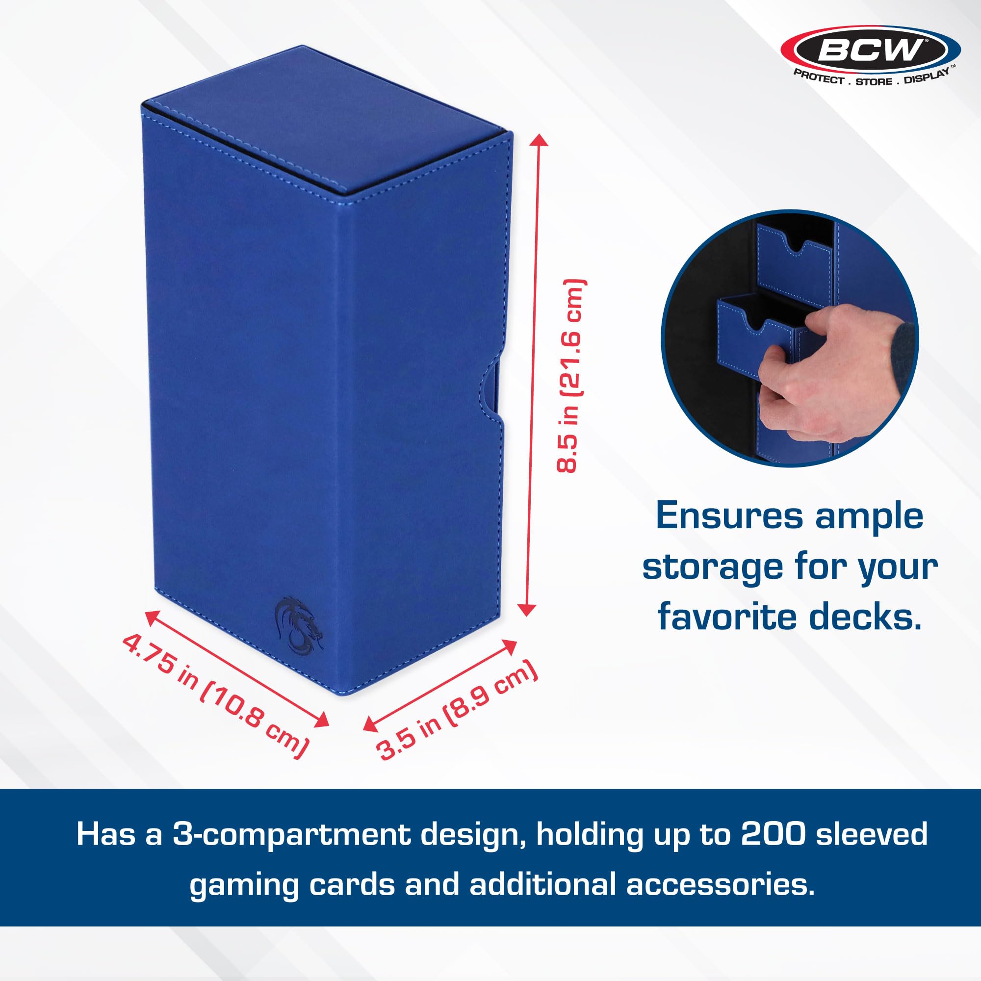 Amazon.com: BCW Deck Vault-LX 200 - Blue | Premium Card Deck Case