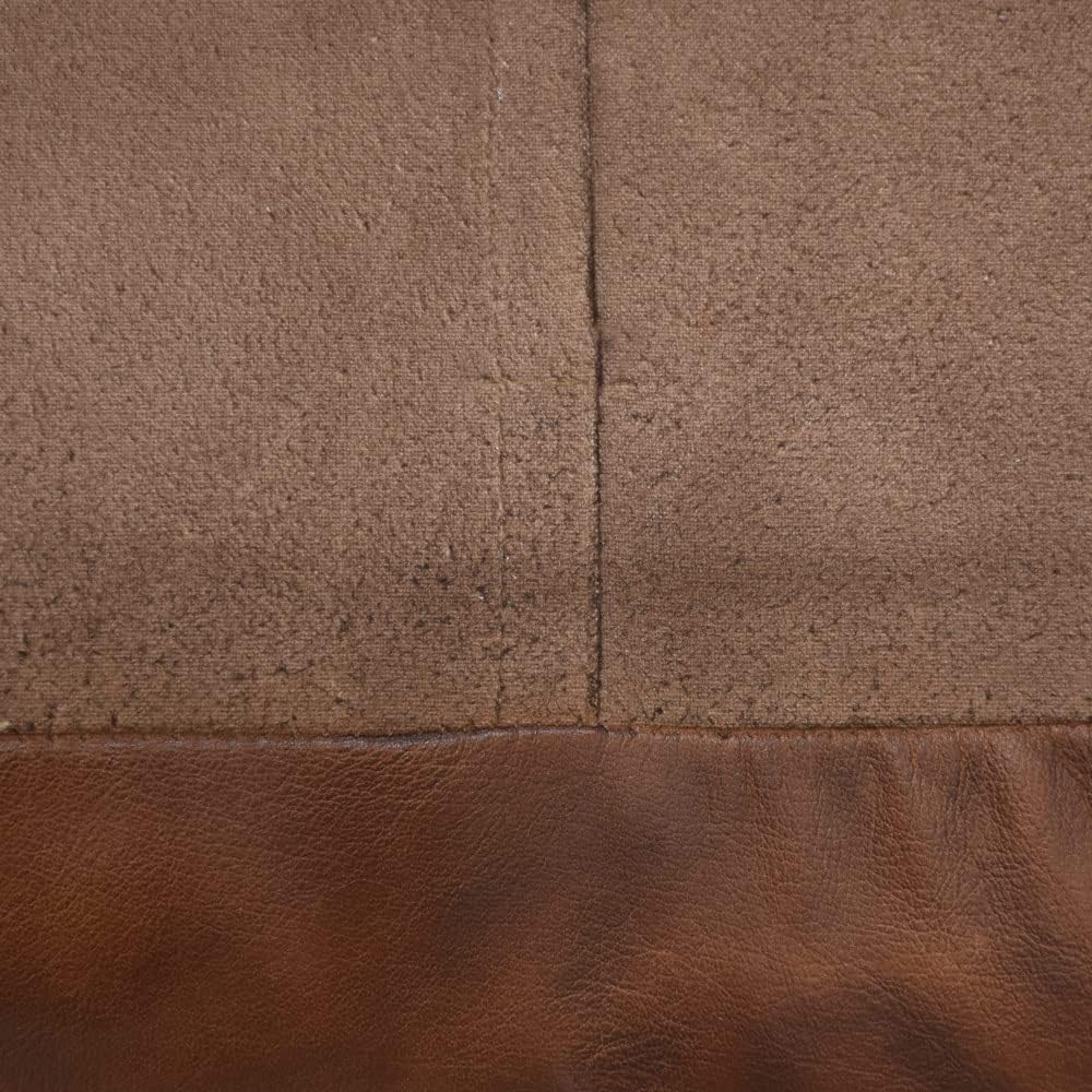 Handmade ECO-Friendly Square Shaped Stuffed Buffalo Leather Brown Pouf - 21" x 21" x 12', Square Shape, Brown Color, Plain Solid Design, Genunie Buffalo Leather