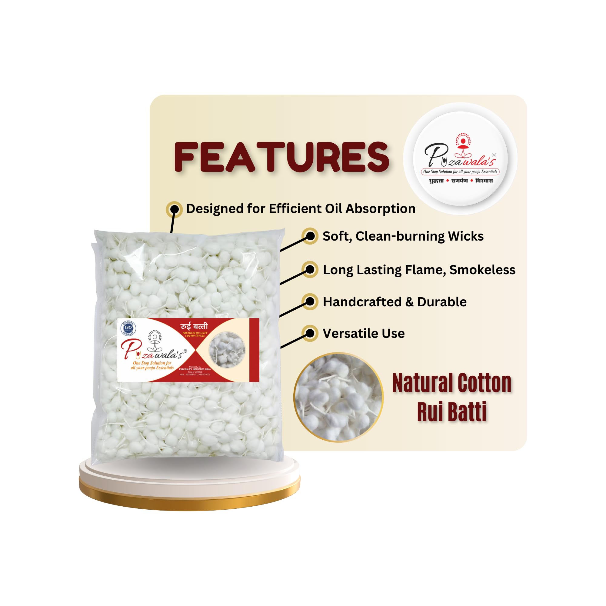 Puzawala's White Phool Pooja Batti - 1100 Wicks -2