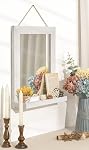 Emfogo Wall Mirror with Shelf, 20 x 16 inch Farmhouse Decor Wall Mirror Hanging for Bathroom, Vanity, Bedroom, Entryway, Living Room (White)