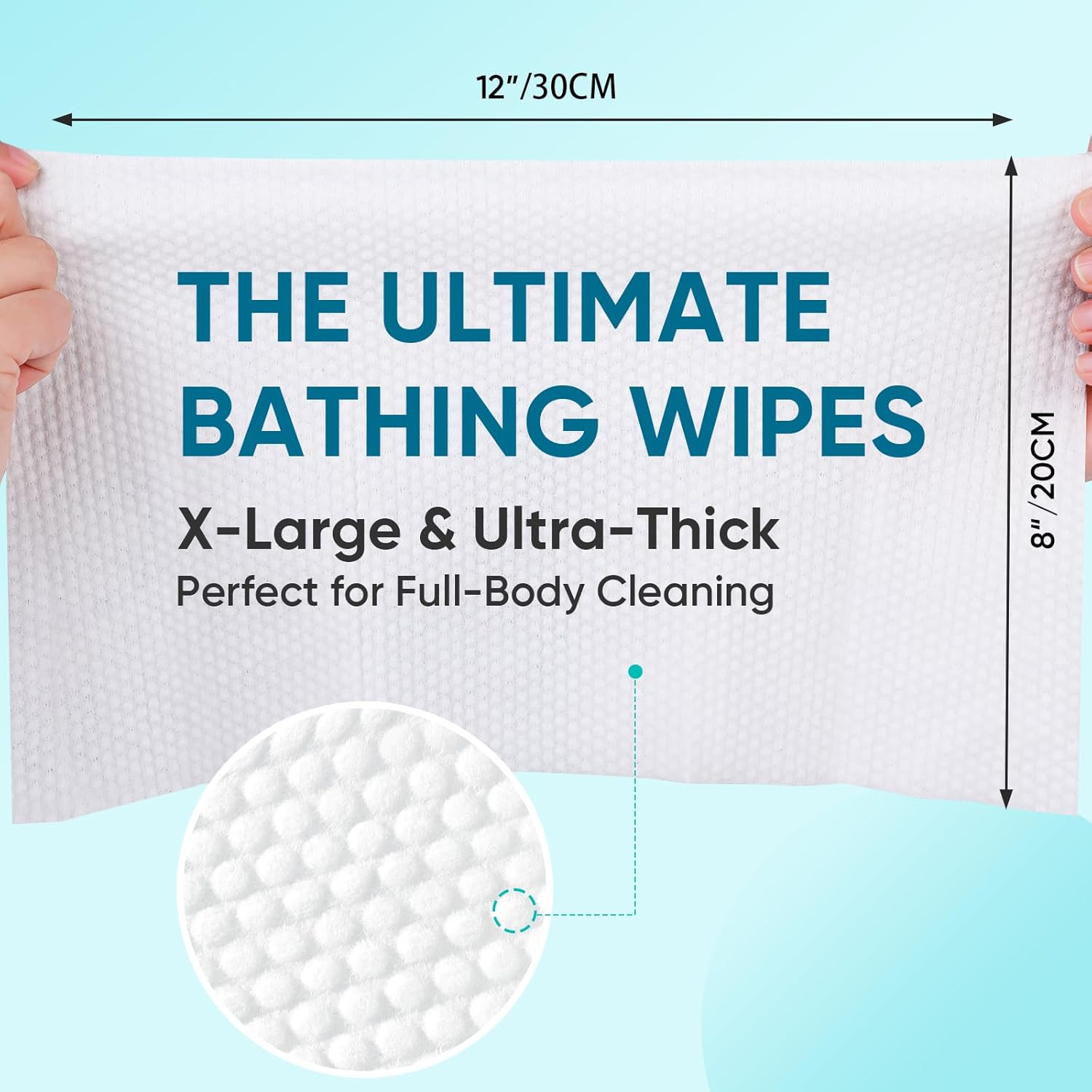 300 XL Bathing Wipes No Rinse for Adults, Shower Wipe - Extra Thick & Large Body Cleansing Wipe for Elderly, Men & Women, Soft & Gentle Disposable Bath Wipes for Travel, Camping - Image 2