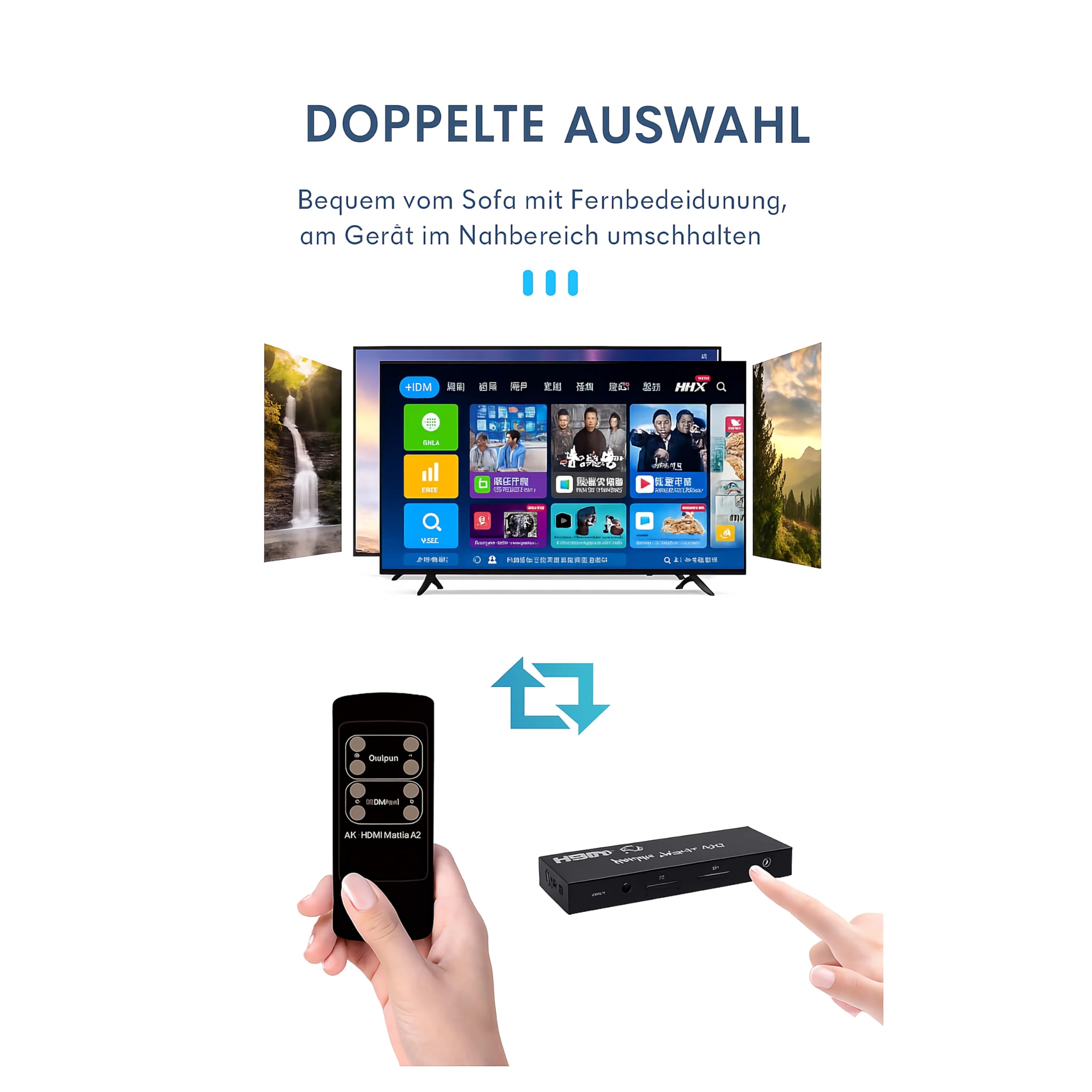 C11D Bolwins HDMI Matrix Switch 4 x 2 4K 60 Hz UHD przełącznik rozdzielacz 4 w 2 Out HDMI 2.0 rozdzielacz audio wideo z pilotem zdalnego sterowania do telewizora, projektora, kina domowego