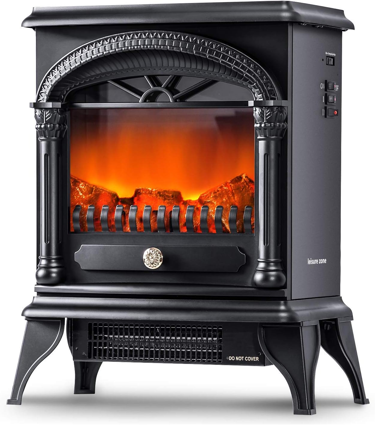 MIERES Freestanding Electrical Fireplace Log Burner Flame Adjustable Thermostat LED Light Winter Vertical Stove Indoor Heater for Home and Office, 16.33 x 8.27 x 19.09inch