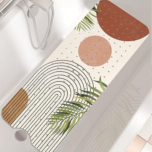 Miniatura 2 de Tapete de bañera antideslizante, tapete de baño bohemio para bañera, tapete de ducha extra largo con ventosas y agujeros de drenaje para niños