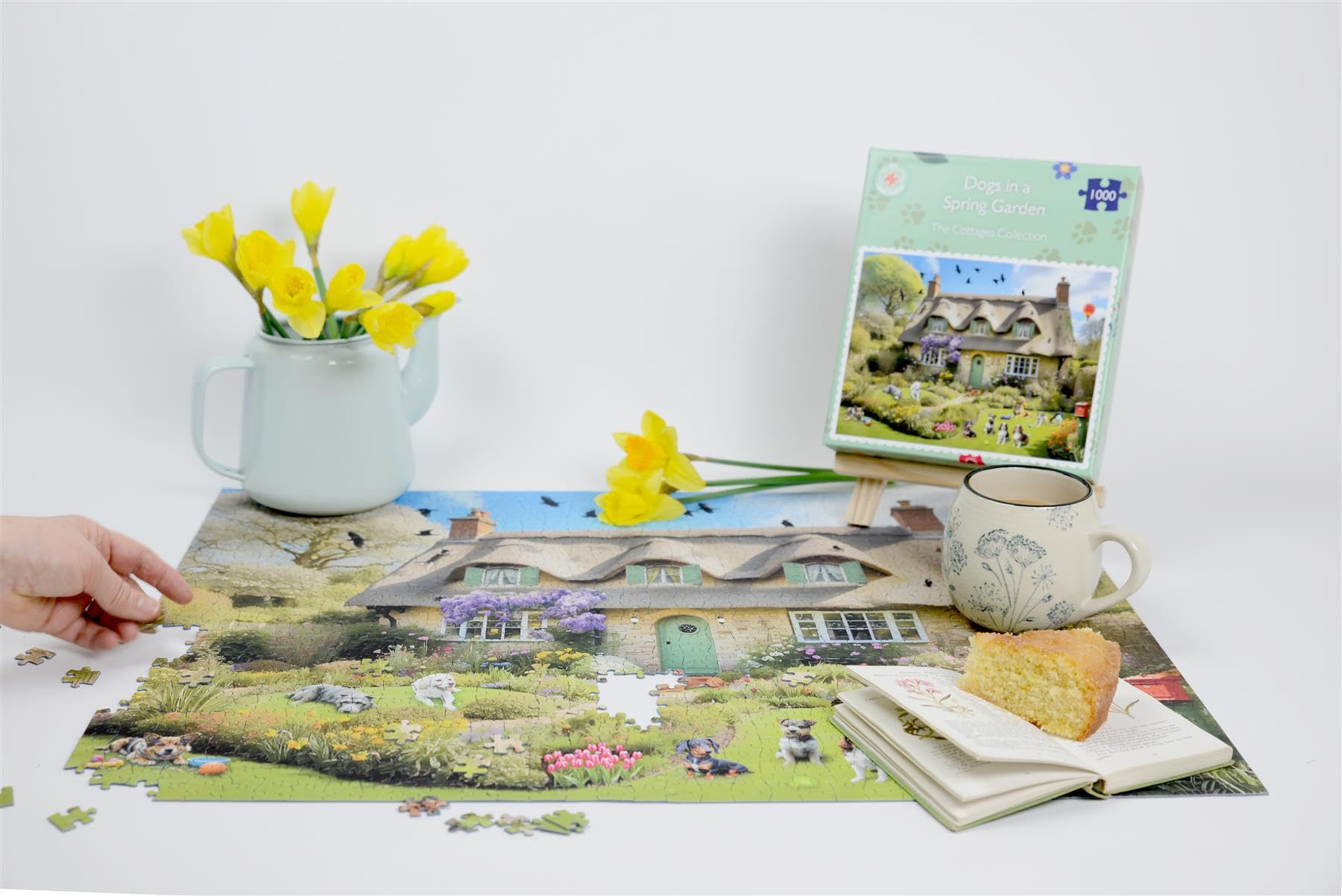 1000 Piece Jigsaw Puzzle - Dogs In A Spring British Cottage Garden For Adults