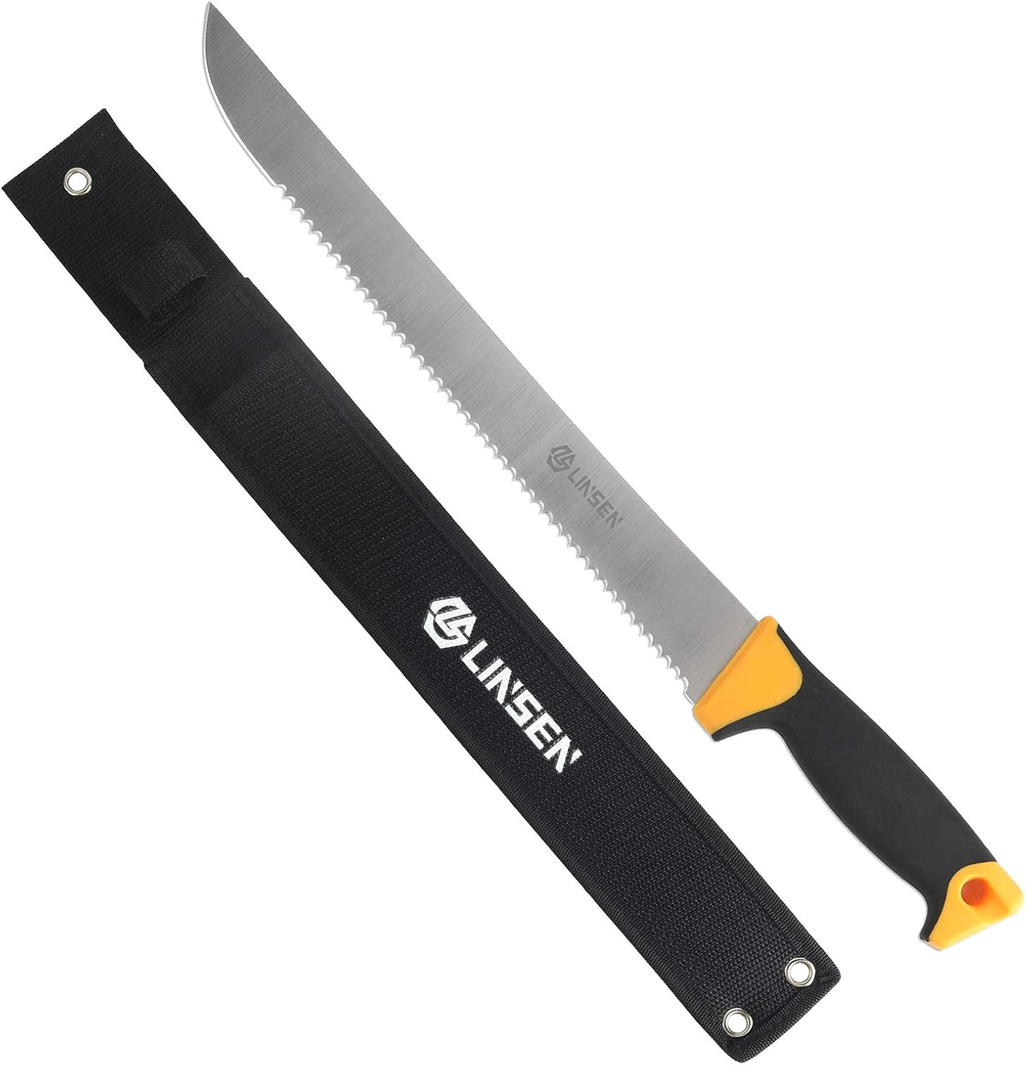 HearCare Linsen-Outdoor Stainless Steel Garden Knife with 13.5" Blade, Double Side Utility Sod Cutter Lawn Repair Garden Knife with Nylon Sheath