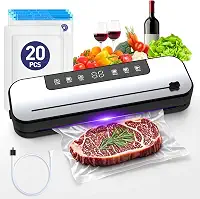 CEROBEAR Máquina seladora a vácuo de alimentos, máquina seladora a vácuo potente de 75 kpa com cortador, selagem automática de ar 6 em 1 para armazenamento de alimentos, sous vide, carne, legumes