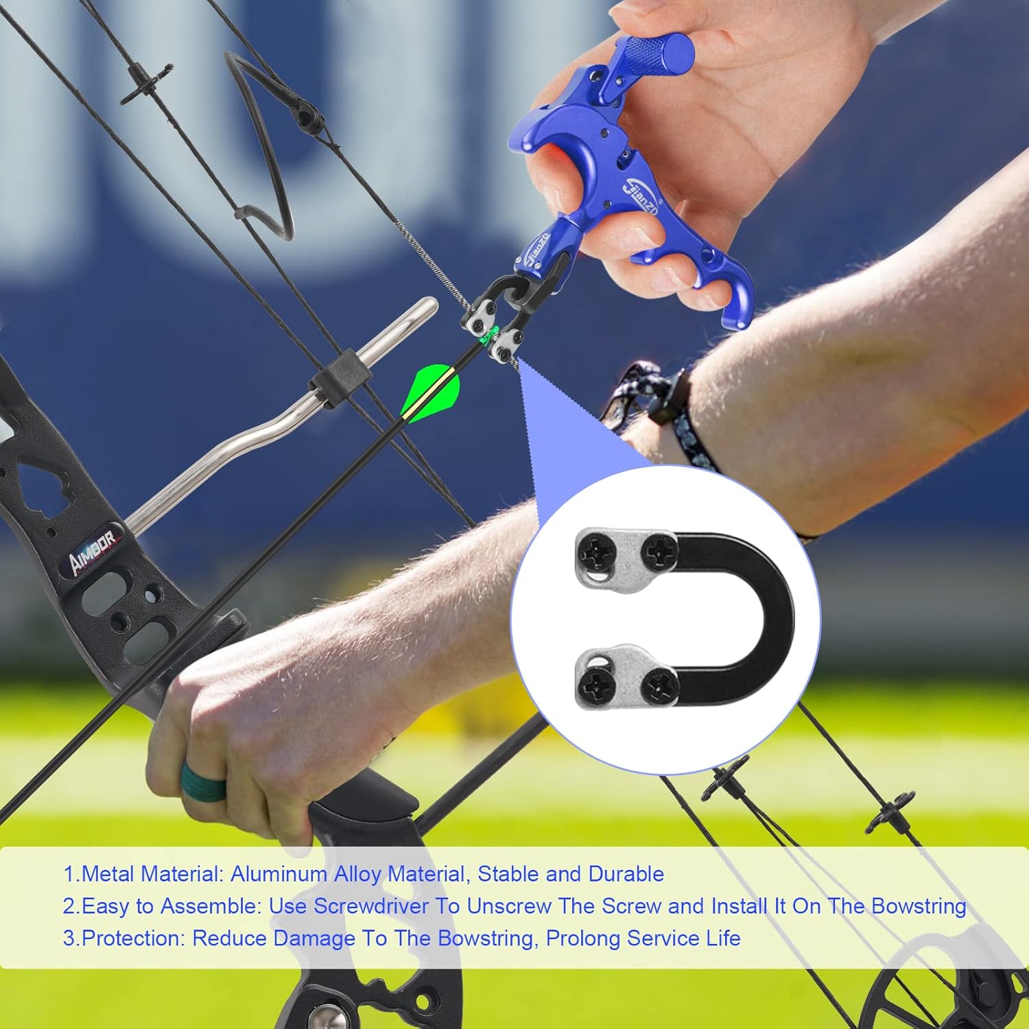 Aimdor Compound Bow Release Archery Aids with D Loop Rope 360° Adjustable Thumb Release Aluminum Alloy Aids for Hunting Outdoor Accessories Blue : Sports & Outdoors