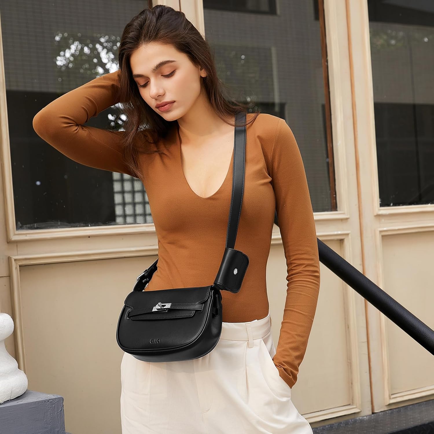 CLUCI Small Crossbody Purse for Women Compact Vegan Leather Purse with Multi Pockets Shoulder Handbags for Travel