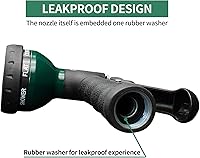 Vista 4 de AUTOMAN - Boquilla de metal para manguera de jardín, con 7 patrones de riego ajustables, es antideslizante, para regar plantas, césped y jardín