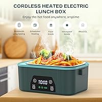 Vista 6 de Cordless Heated Lunch Box, Smart Timer Automatic Heating Food Warmer for Adults, 5.5-Cup Portable Electric Lunch Container with Handheld Insulated