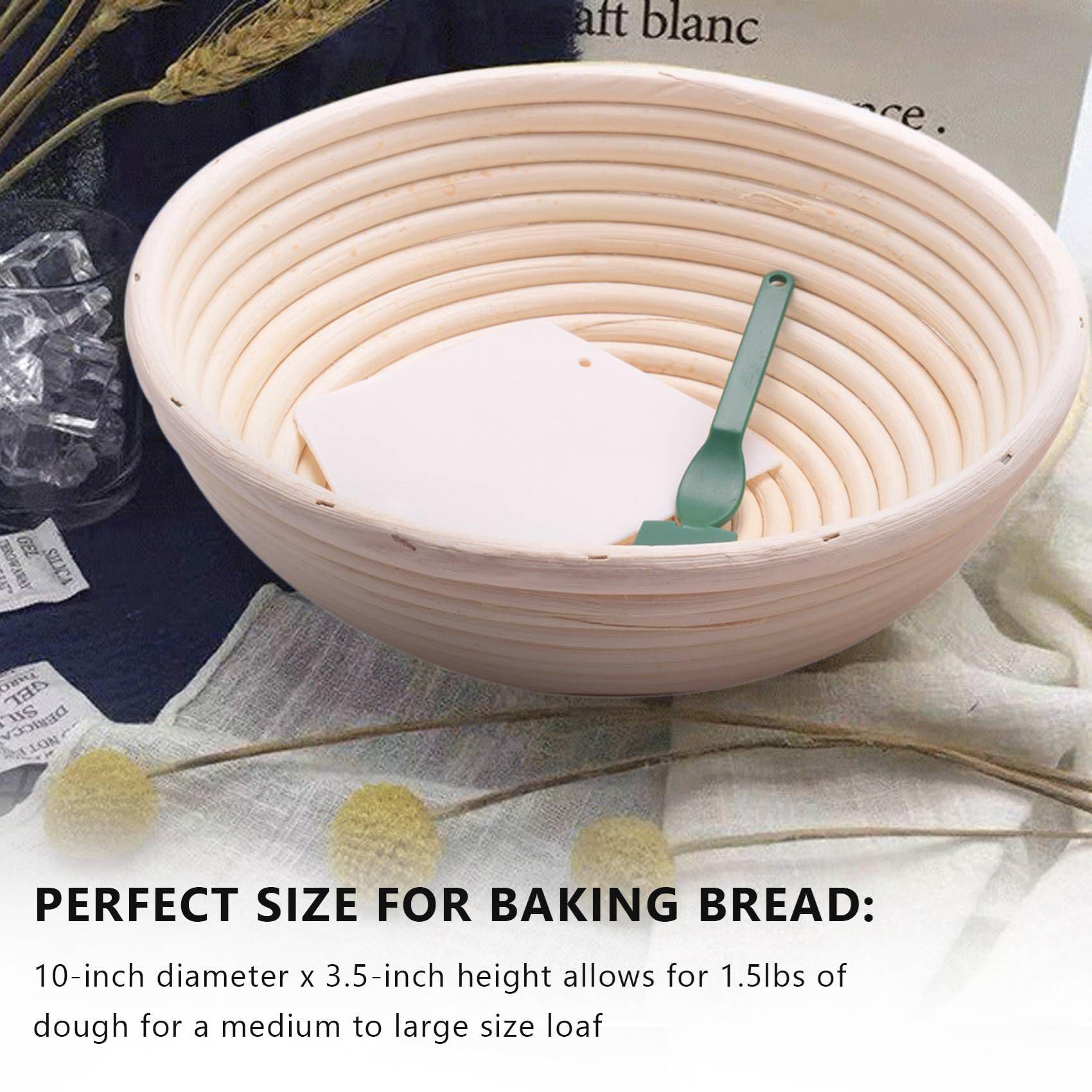4piezas 10 Pulgada Bread Proofing Basket - Banneton Proofing Basket Cloth Liner Masa Rascador Bread Lame - Sourdough Basket Set para Panaderos Profesionales y Caseros Pan Artesanal