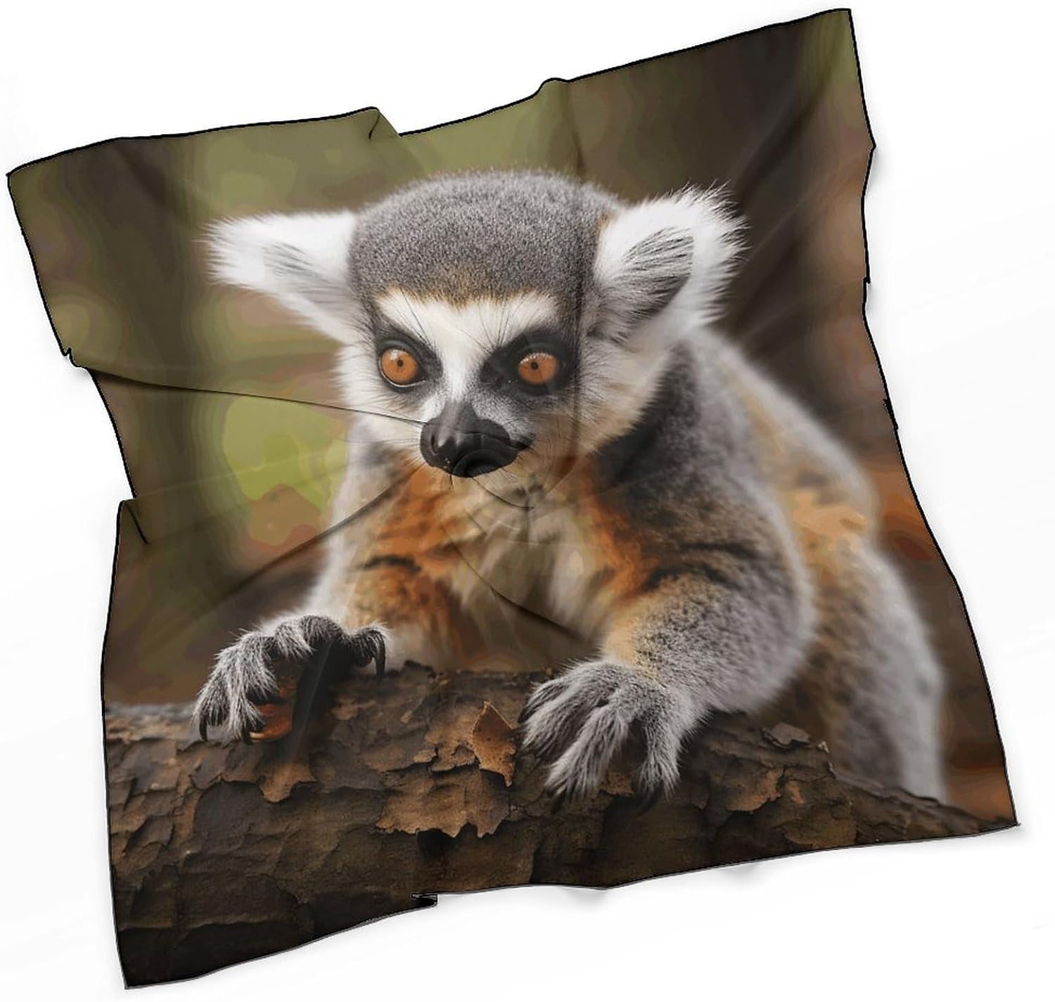 Multi-purpose Silk Scarf Headscarf Headband Monkey Lemur Cute Bandana Soft Breathable for Outdoor Travel Gift image 3