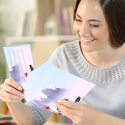 Miniatura 7 de Geyee 200 Pieces Watercolor Stationary Paper and Envelopes Include 100 Lined Sheets and Envelopes, 5. 5 x 8. 25 Inch Double Sided Printing Letter