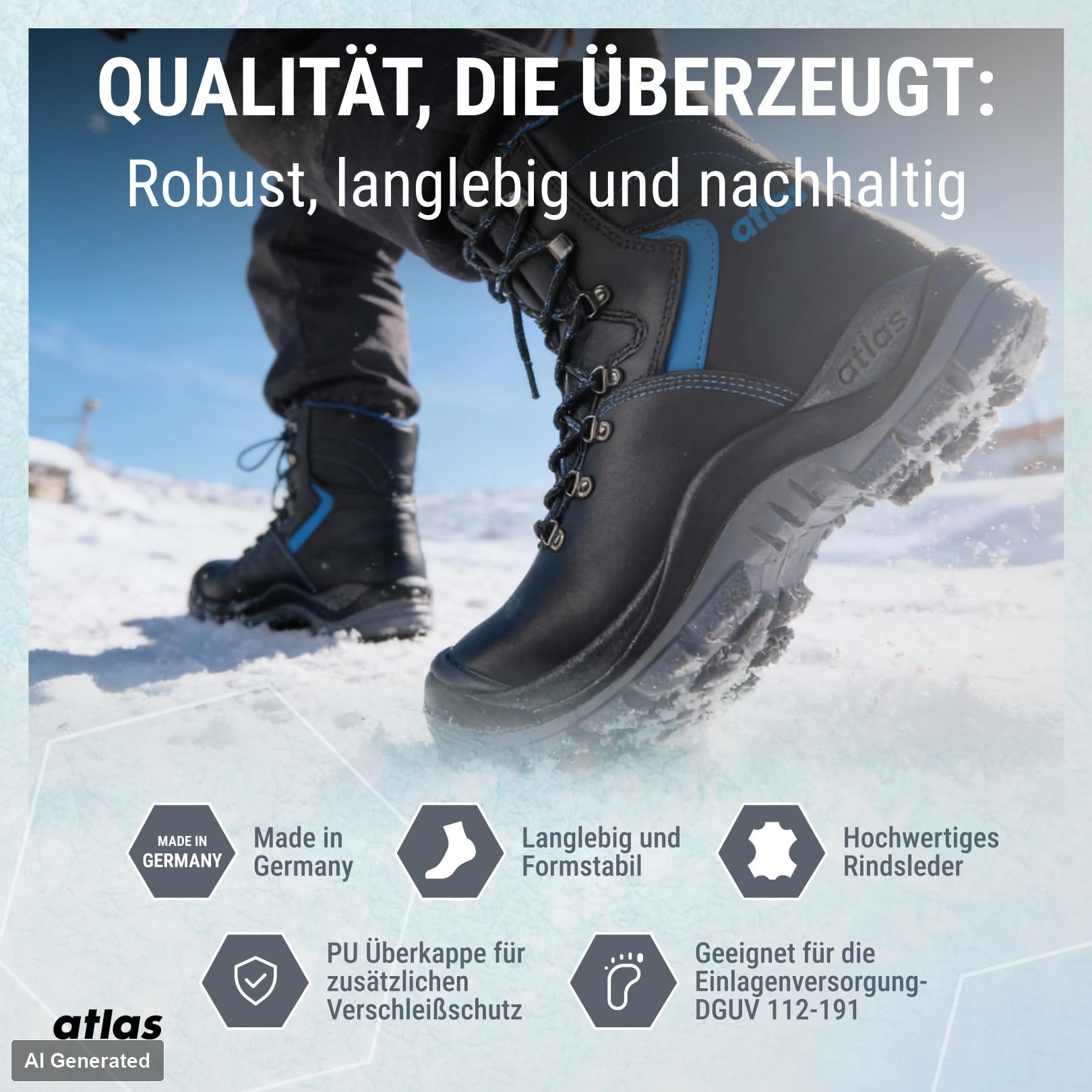 Atlas Anatomic BAU 845 S3 Sicherheitsstiefel, Herren, BAU & Outdoor, Wasserabweisend, Durchtrittsicher, Weite 10
