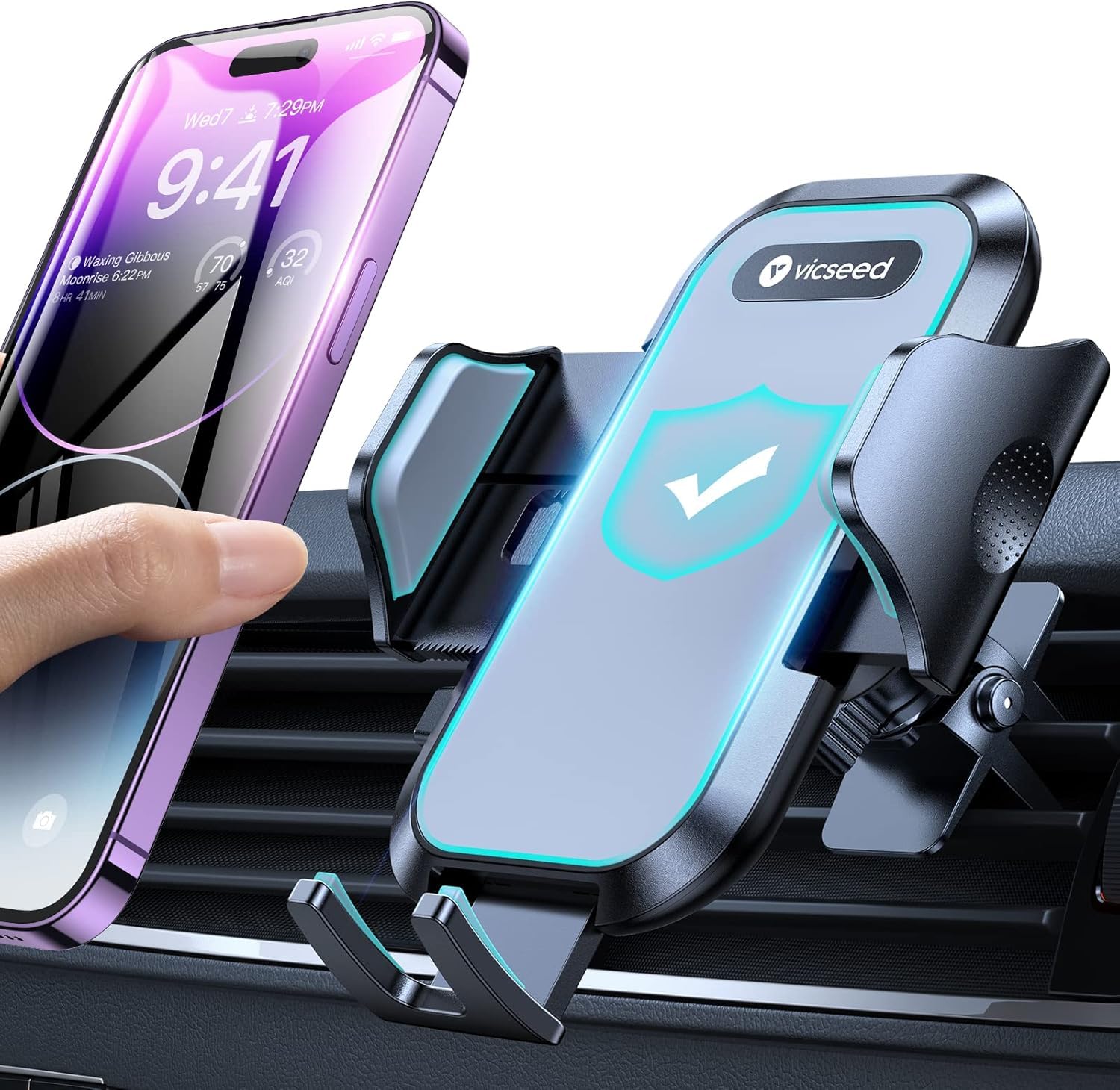 VICSEED Upgrade Ultra Stable Car Phone Holder Mount【Double Lock Metal Clip】 Universal Air Vent Phone Mount,Mobile Cell Phone Holder for Your Car,for iPhone 17 Pro Max 16 and All Phone