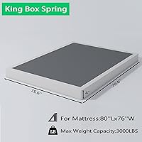 Vista 2 de 4 Inch King Size Box Spring Heavy Duty Metal Mattress Foundation with Easy Clean Cover, Noise Free,Easy Assembly