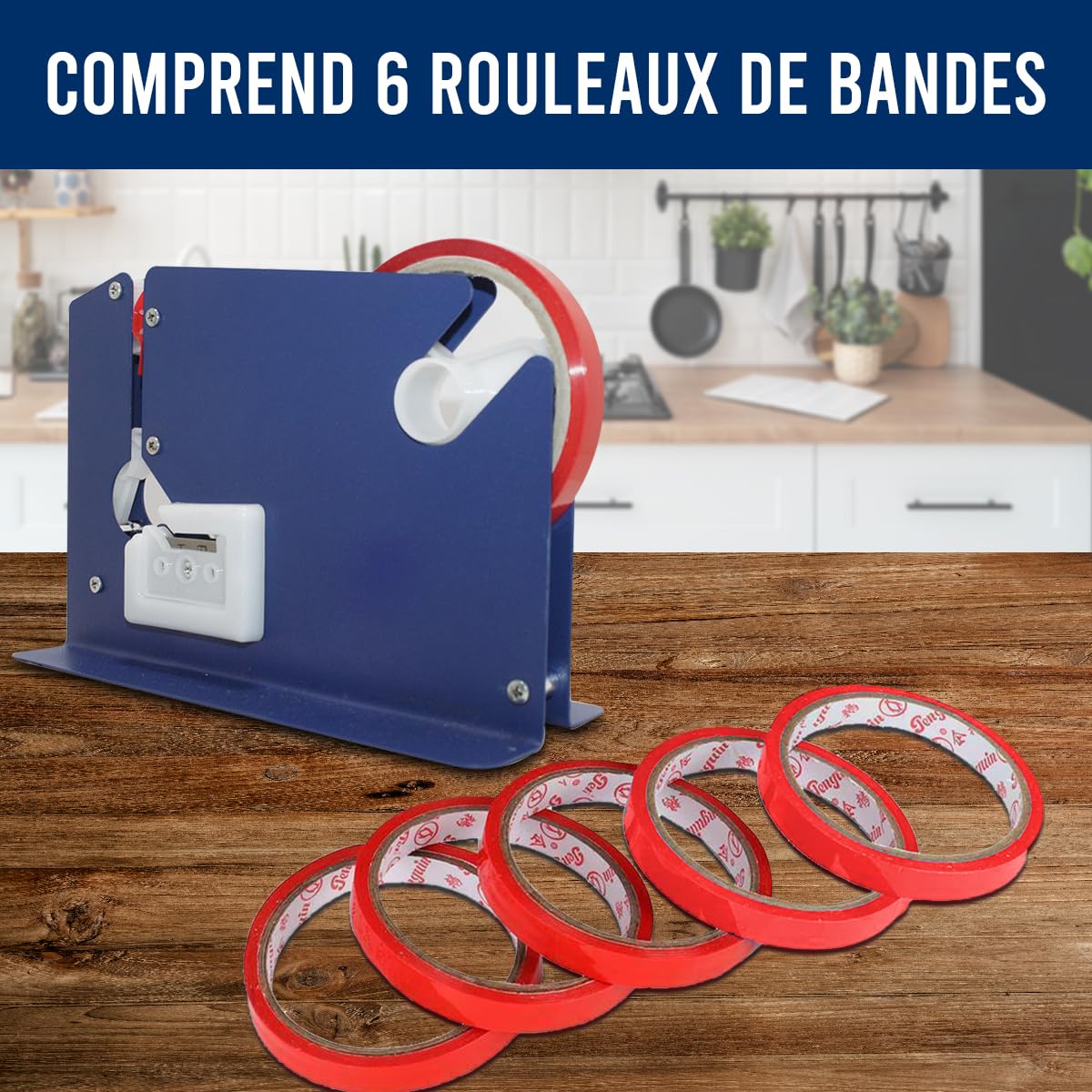 Machine Scellage Commerce Scelleuse Sac Plastique KATSU - Avec 10 Rouleaux Ruban Adhésif 12mm Équipement Commerce