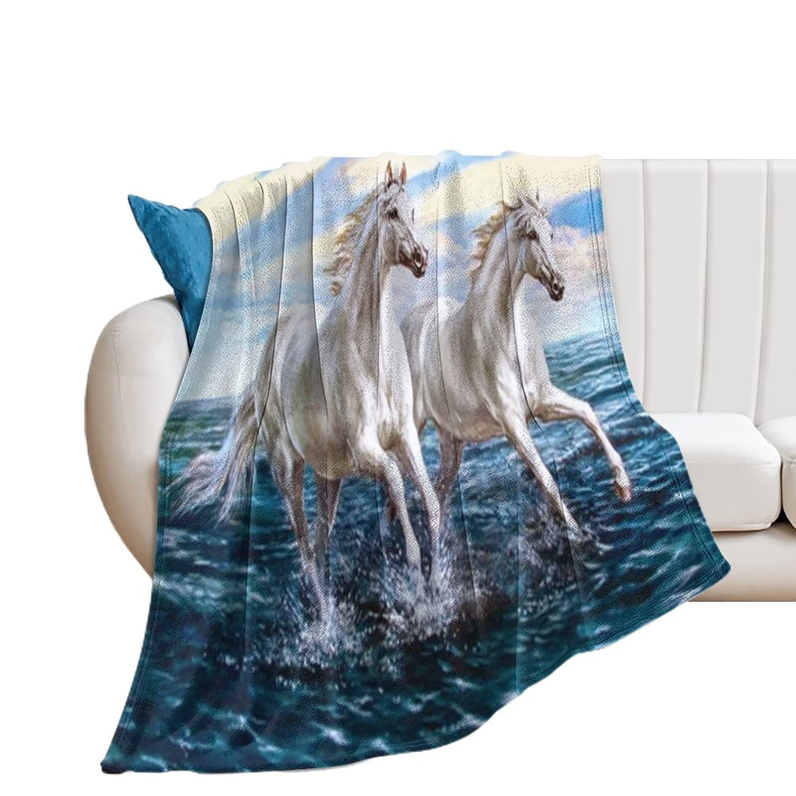 Couverture de canapé horse respirante anti-froid, grand plaid en peluche 150x200cm