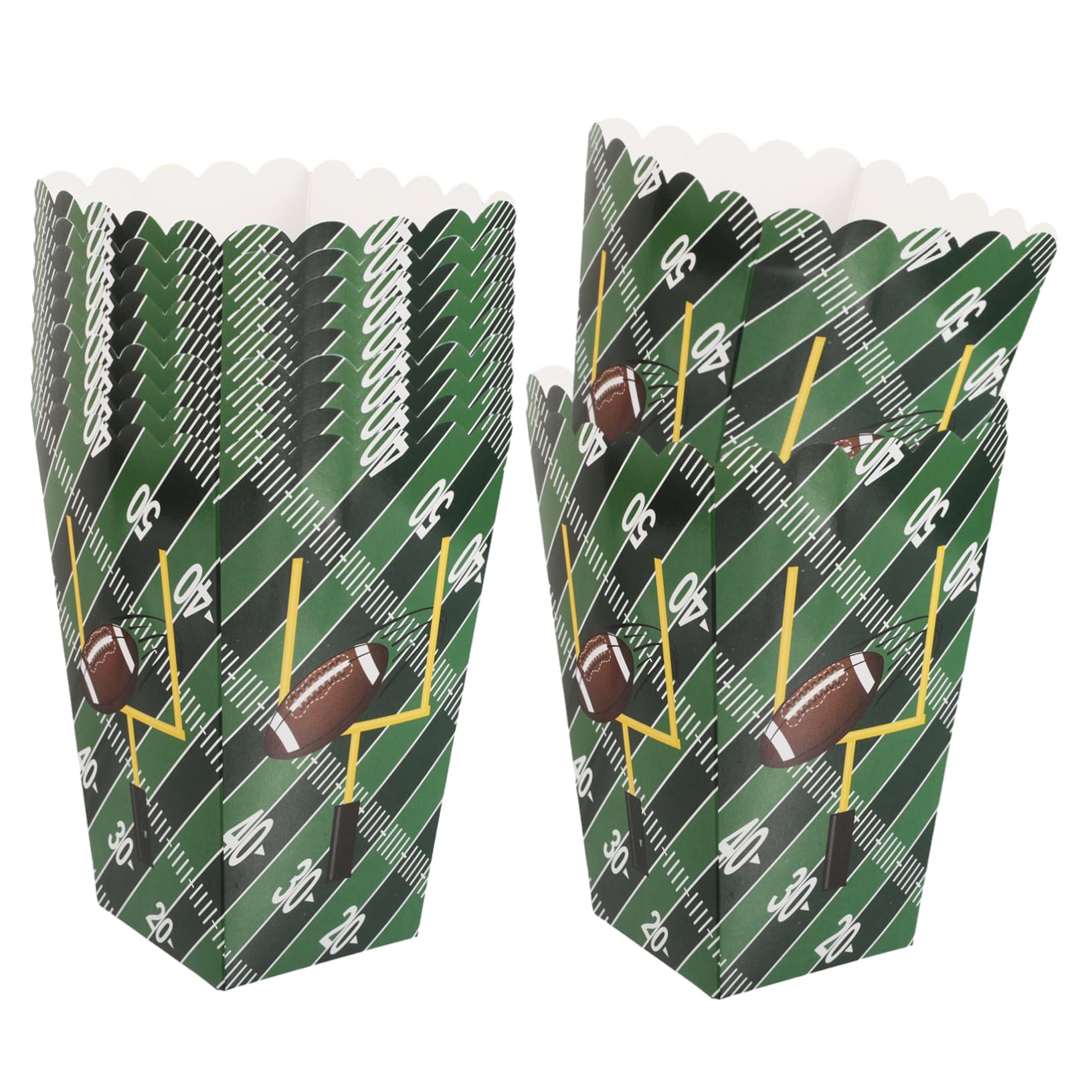 Cabilock 50pcs Football Popcorn Boxes Rugby Printing Paper Candy Containers for Sports Party Favors