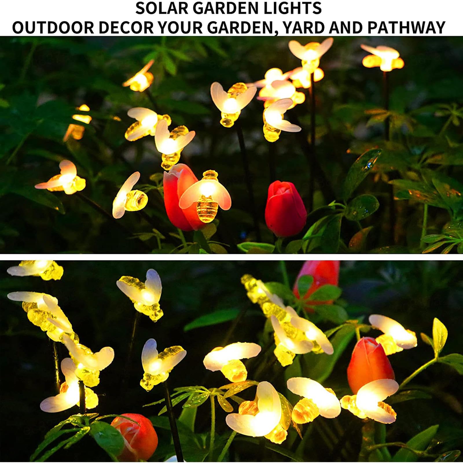 Abeja Lucié Rnaga Luz Solar Exterior Jardin, 4 Piezas LuciéRnaga Con 6/8/10bolas Luces Solares, IluminacióN AutomáTica Guirnaldas Solares Led Exterior Jardin
