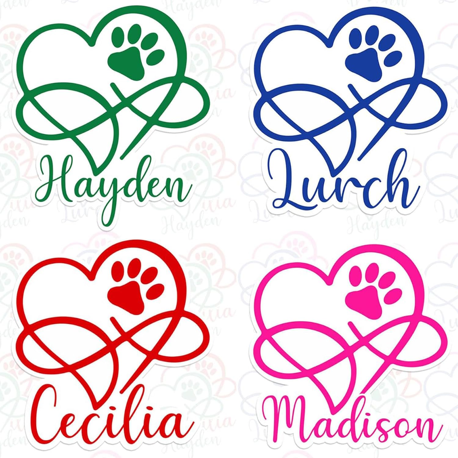 SANGAROM Custom Paw Pet Sticker Personalized Heart Name Pet Paw Cat and Dog Lover Waterproof Vinyl Sticker for Water Bottle Laptop Hard Hat Tumbler