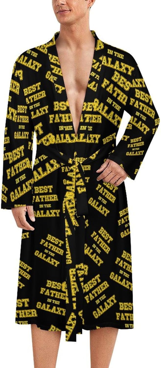 Best Father in The Galaxy Mens Robe Long Bathrobe for Women Bath Robes Lightweight Soft Printed Sleepwear