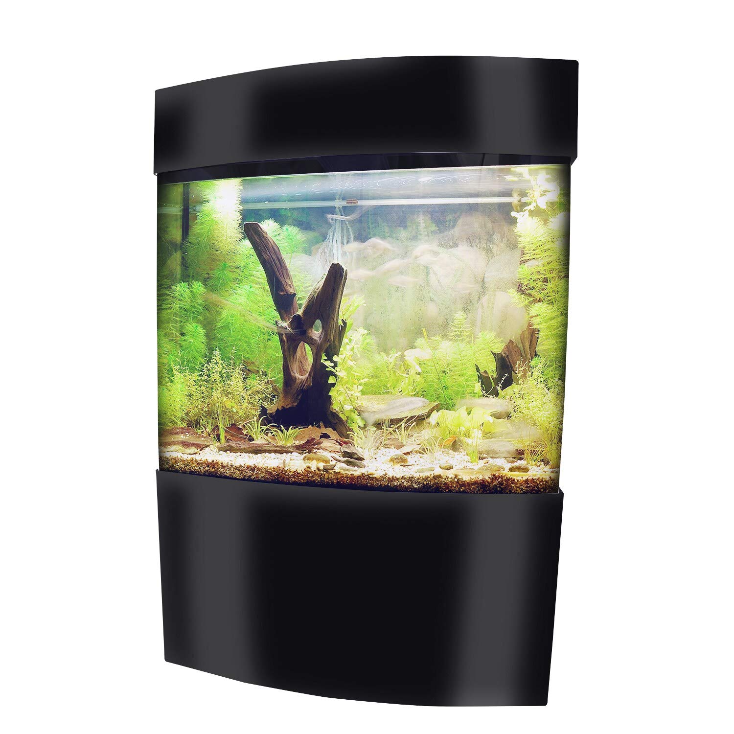 40-Gallon Acrylic Bowfront Aquarium Fish Tank with Black Base and Canopy, 59 in. x 31.5 in.
