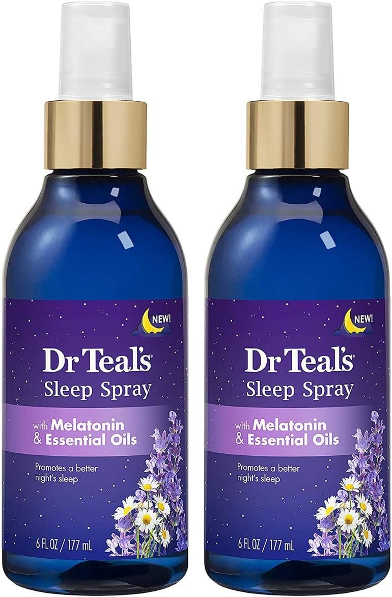 Dr. Teal's Sleep Spray with Melatonin & Essential Oils Gift Set (2 Pack, 6 fl oz ea.) - Nighttime Therapy Formula with Chamomile & Lavender - Ease Sore Muscles While Promoting a Better Nights Sleep