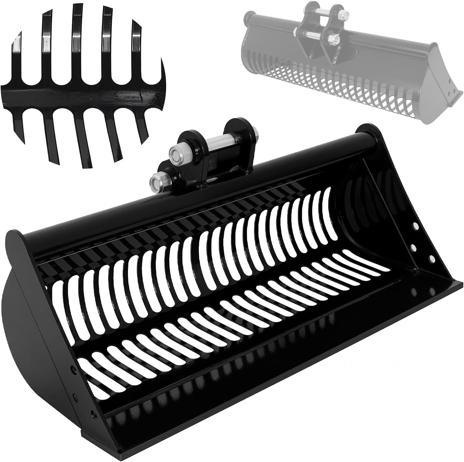 Carbon Steel Mini Excavator Bucket, 790mm Rock Bucket with 48 Holes for Efficient Screening, Compatible with 0.8-1.8 Ton Mini Excavators