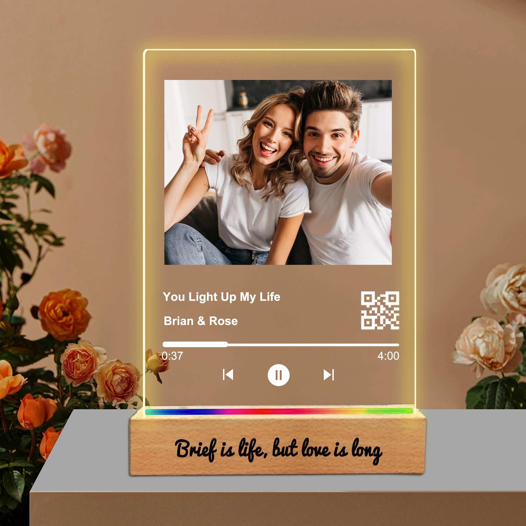 Toyofmine H-Qr Code Personalised Spotify Plaque Music Plaque With Photo