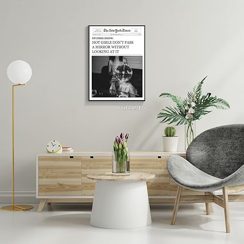 Miniatura 9 de XMQQLL Lienzo de periódico vintage funky, arte de pared, impresiones de cóctel de discoteca en blanco y negro para habitación, carteles estéticos de
