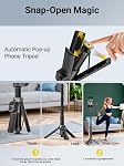AOCHUAN 360° Stabilisateur Gimbal pour la rotation de la pan iPhone, Vontrol à distance magnétique, 3-Axis Stabilisateur avec tige de rallonge de construction & Trépied ouvert d'un seul coup, 3-in-1 Téléphone pliable Gimbal pour Vlogging, Voyage