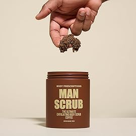 Body Prescriptions Mens Exfoliating Body Scrub - Ultimate Skin Cleansing Wash in Jar with Twist-Top Lid, For All Skin Types, 21 Ounce (Pack of 2), Coffee