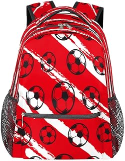 Mochilas escolares leves para meninos e meninas adolescentes padrão de futebol à prova d'água 16 polegadas mochilas para laptop de viagem casual mochila adequada para homens e mulheres trabalho viagens caminhadas acampamento, Multicor, Medium