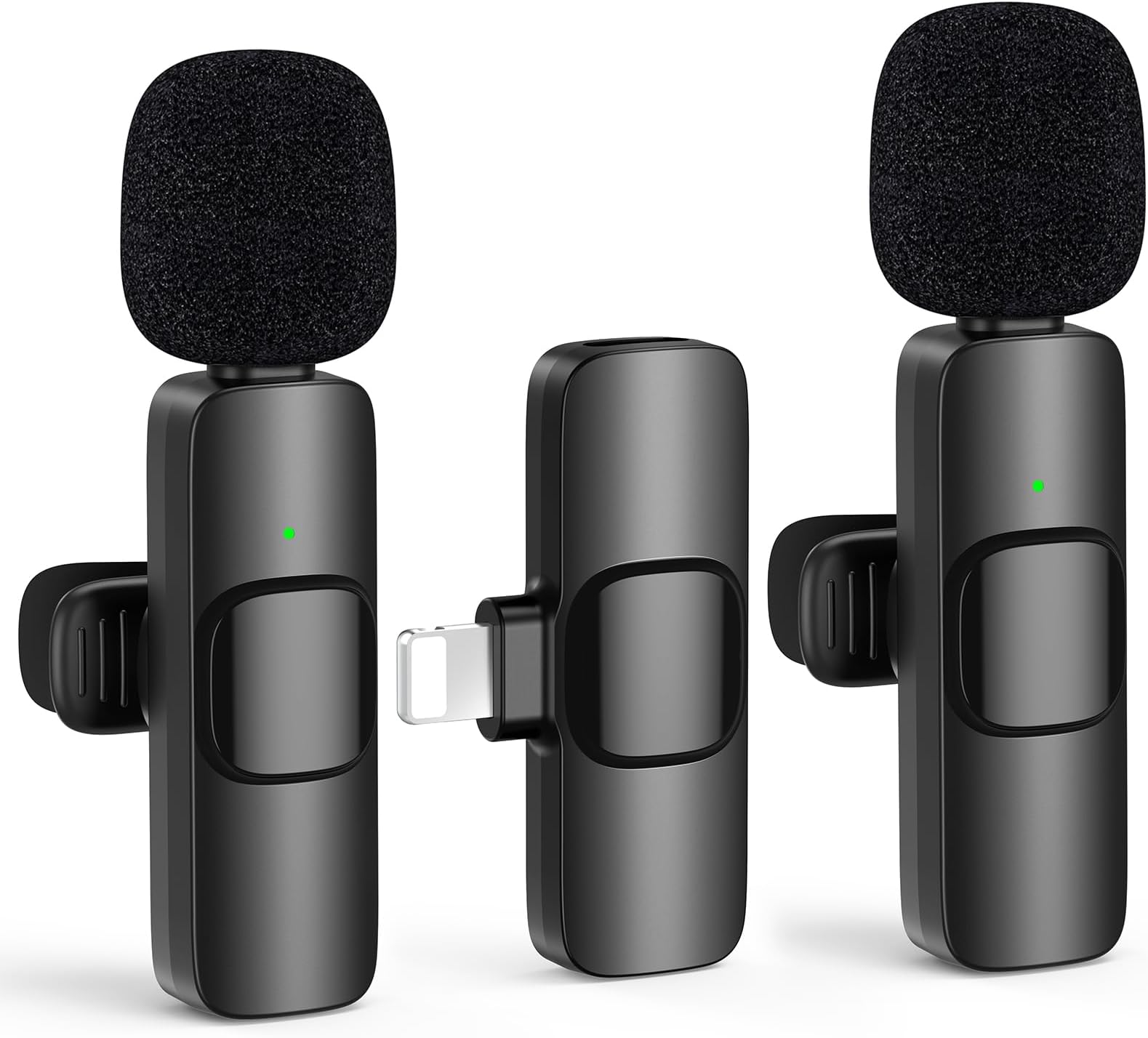 HEHOTTC 2 Pack Mini Wireless Lavalier Microphone for Lightning iOS Devices - Noise Reduction LAPE iPad Mic for Recording, Clip on Mic, Omni Lav Mic for Video Recording, Tiktok, YouTube, Vlog